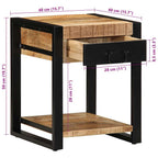 Tavolino 40x40x50 cm in Legno Grezzo Massello di Mango