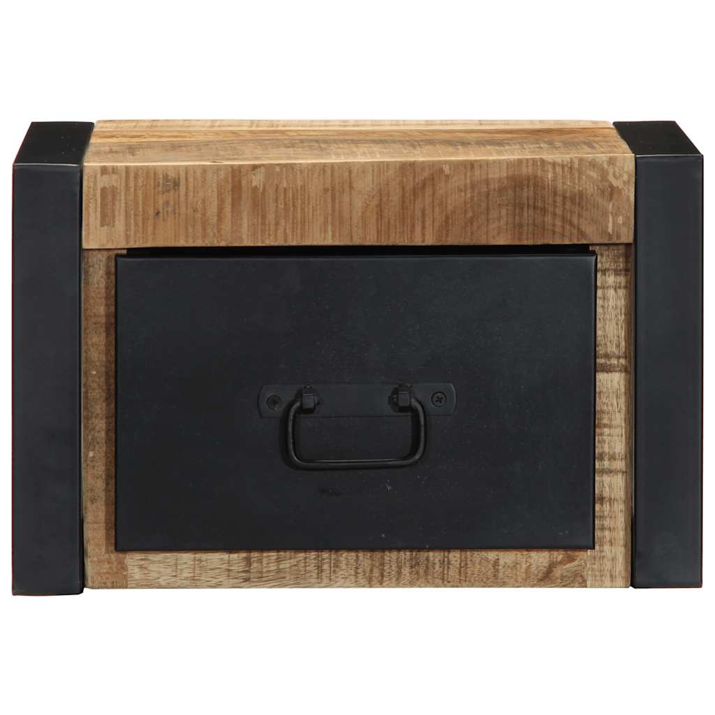 Comodino 40x35x25 cm in Legno Grezzo Massello di Mango