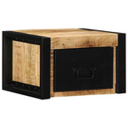 Comodino 40x35x25 cm in Legno Grezzo Massello di Mango