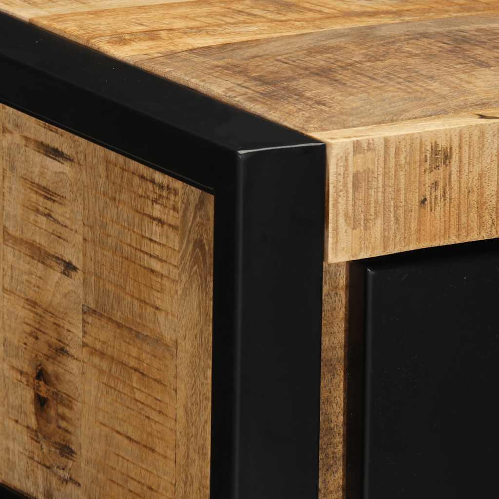 Comodino 40x35x25 cm in Legno Grezzo Massello di Mango
