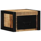 Comodino 40x35x25 cm in Legno Grezzo Massello di Mango