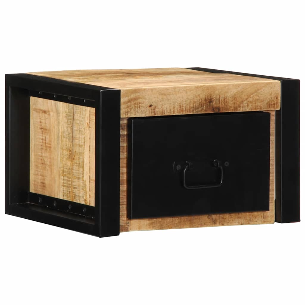 Comodini 2 pz 40x35x25 cm in Legno Massello di Mango Grezzo