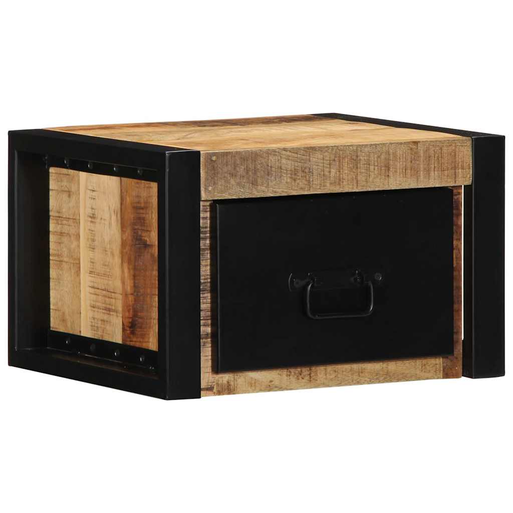 Comodini 2 pz 40x35x25 cm in Legno Massello di Mango Grezzo