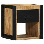 Comodino 40x35x40 cm in Legno Grezzo Massello di Mango