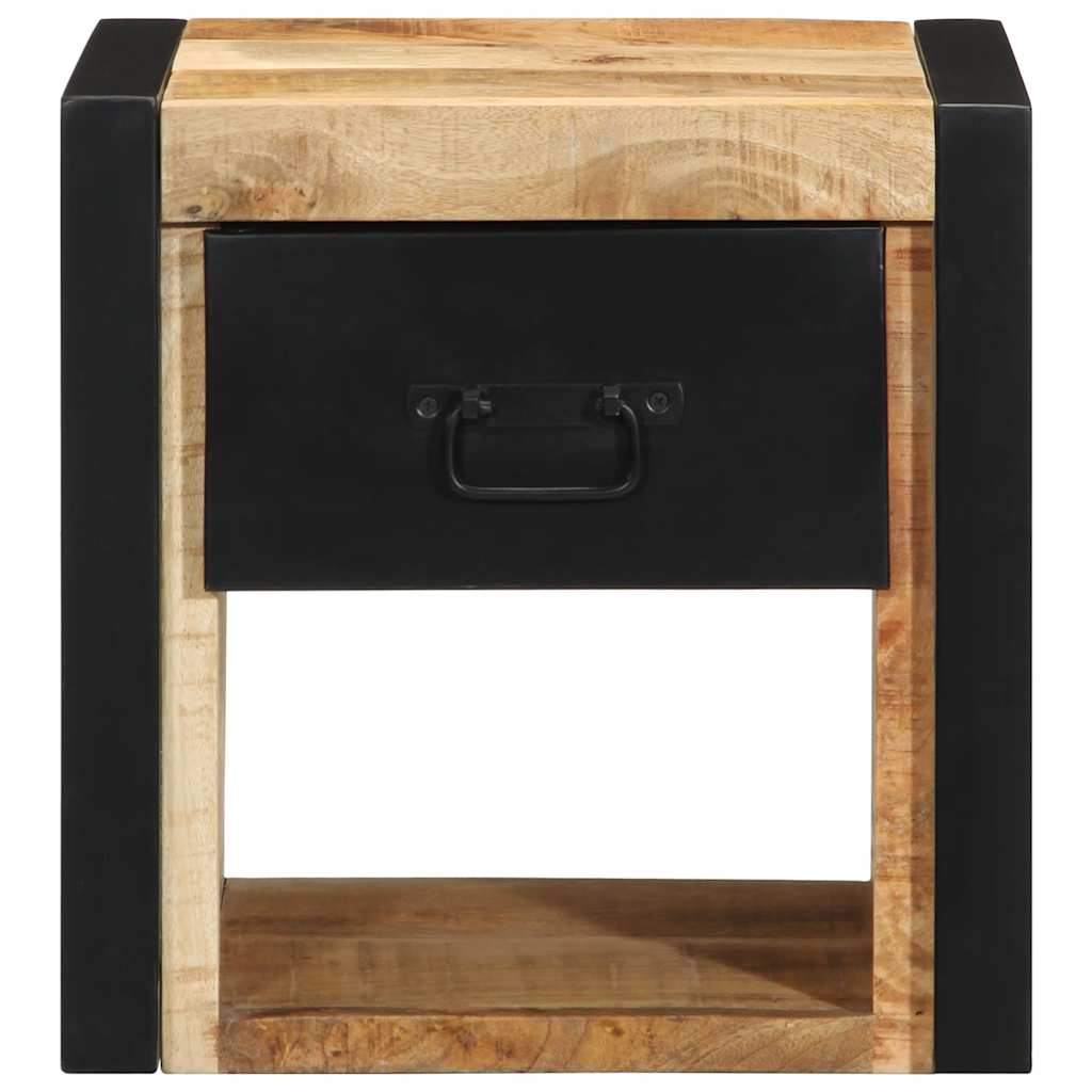 Comodino 40x35x40 cm in Legno Grezzo Massello di Mango
