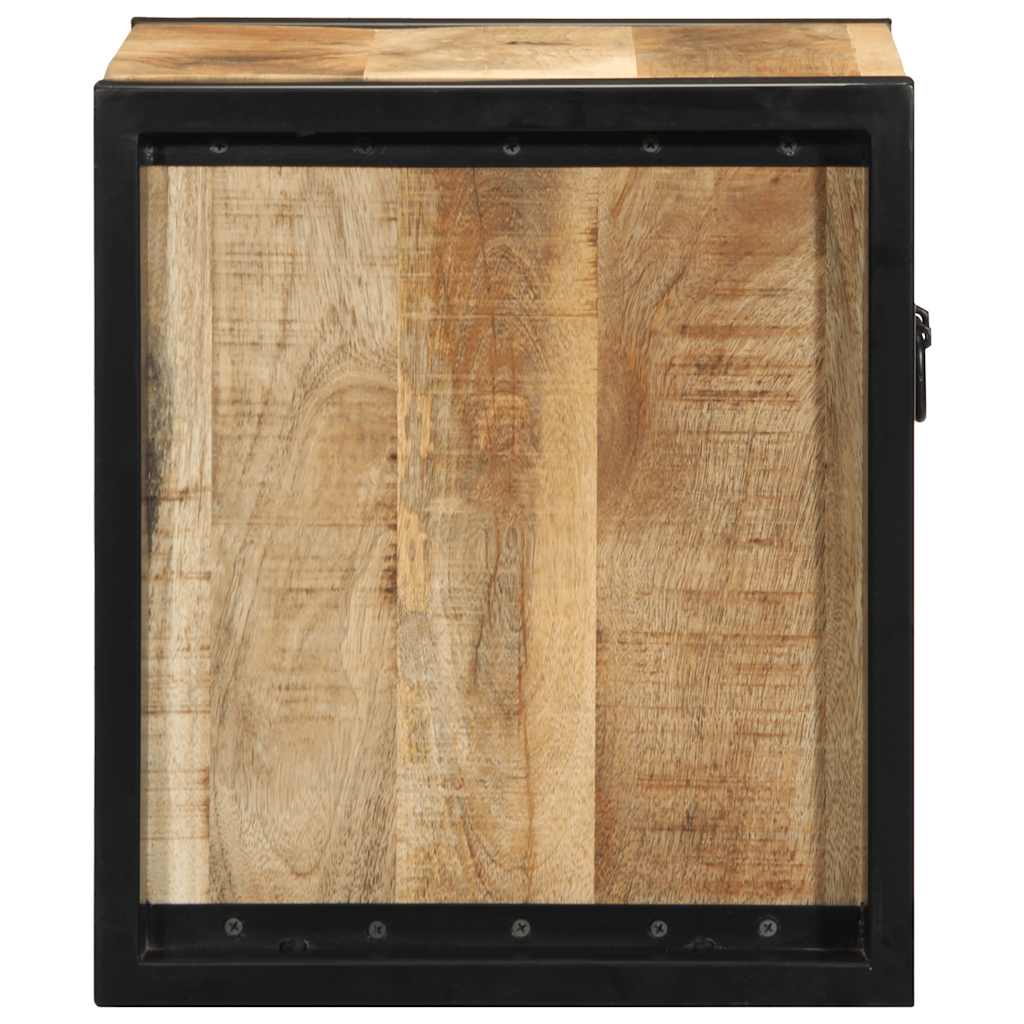 Comodino 40x35x40 cm in Legno Grezzo Massello di Mango