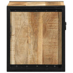 Comodino 40x35x40 cm in Legno Grezzo Massello di Mango