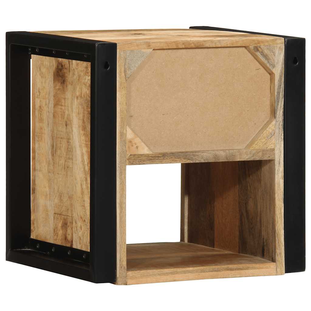 Comodino 40x35x40 cm in Legno Grezzo Massello di Mango