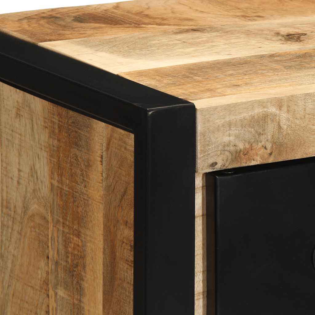 Comodino 40x35x40 cm in Legno Grezzo Massello di Mango