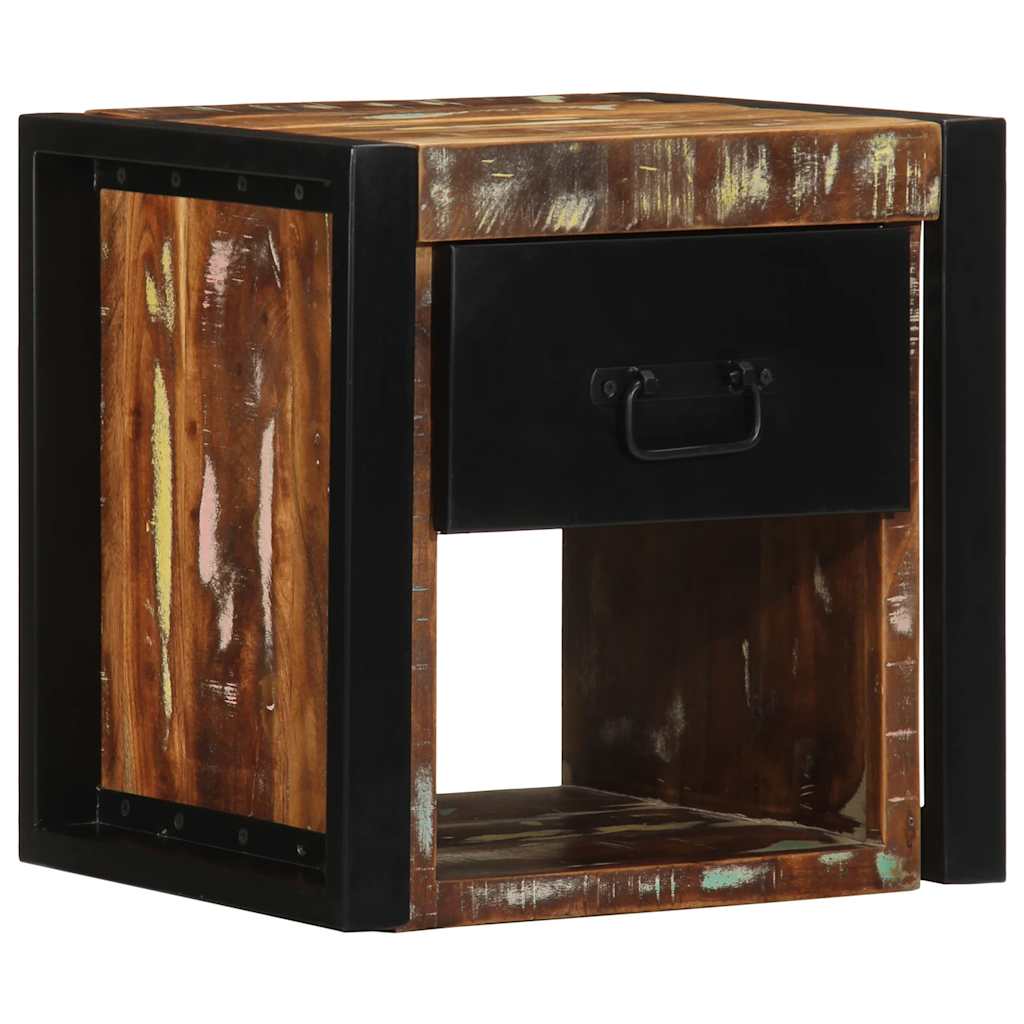 Comodino Multicolore 40x35x40 cm in Legno Massello Recupero