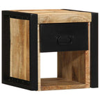 Comodini 2 pz 40x35x40 cm in Legno Massello di Mango Grezzo