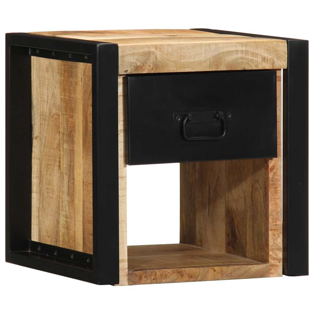 Comodini 2 pz 40x35x40 cm in Legno Massello di Mango Grezzo