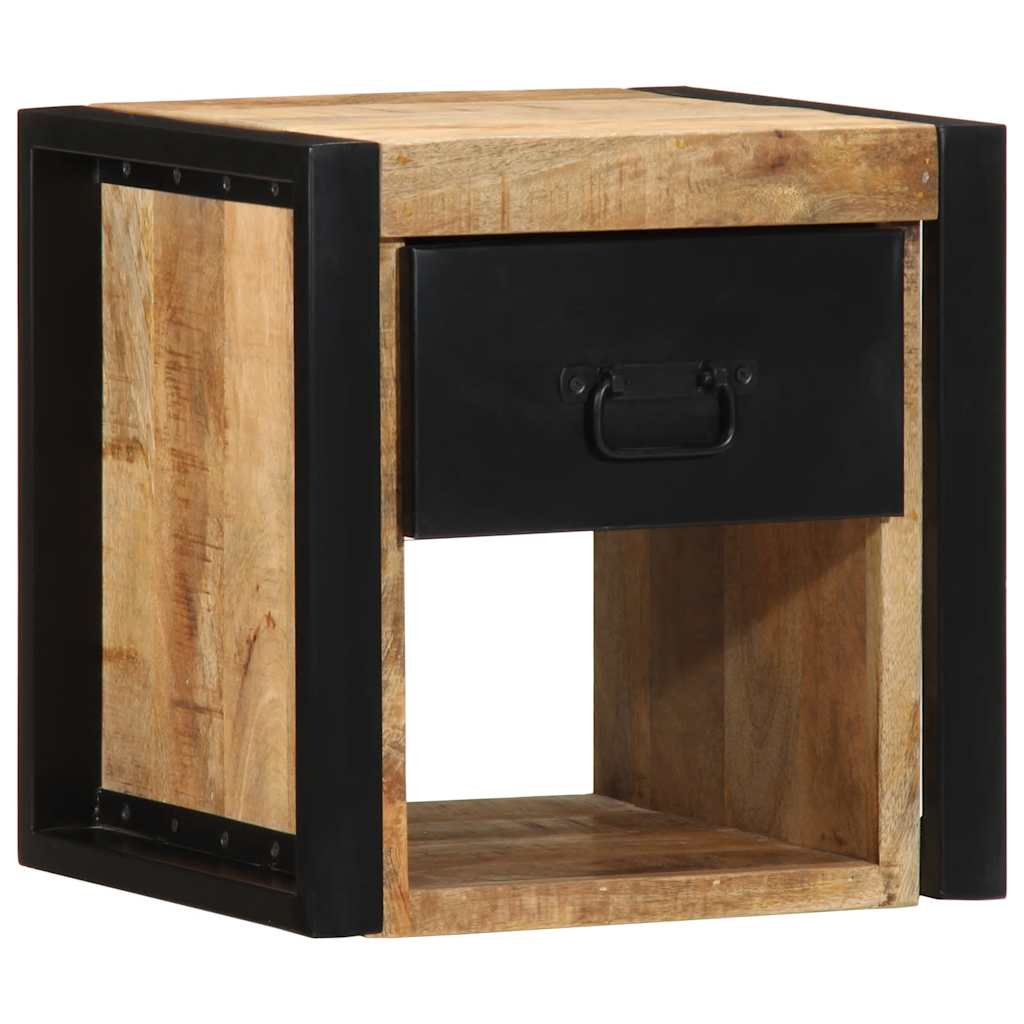 Comodini 2 pz 40x35x40 cm in Legno Massello di Mango Grezzo