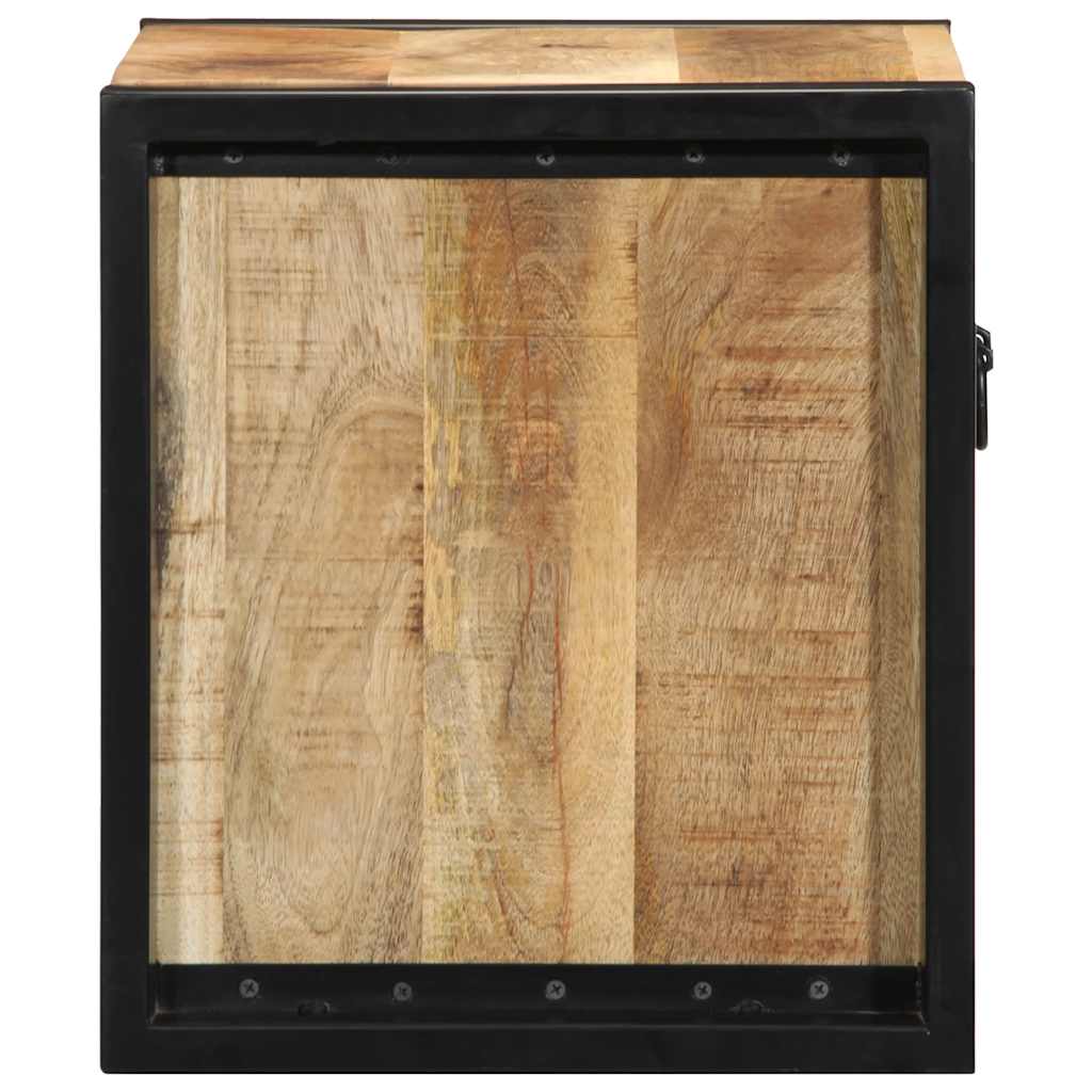 Comodini 2 pz 40x35x40 cm in Legno Massello di Mango Grezzo