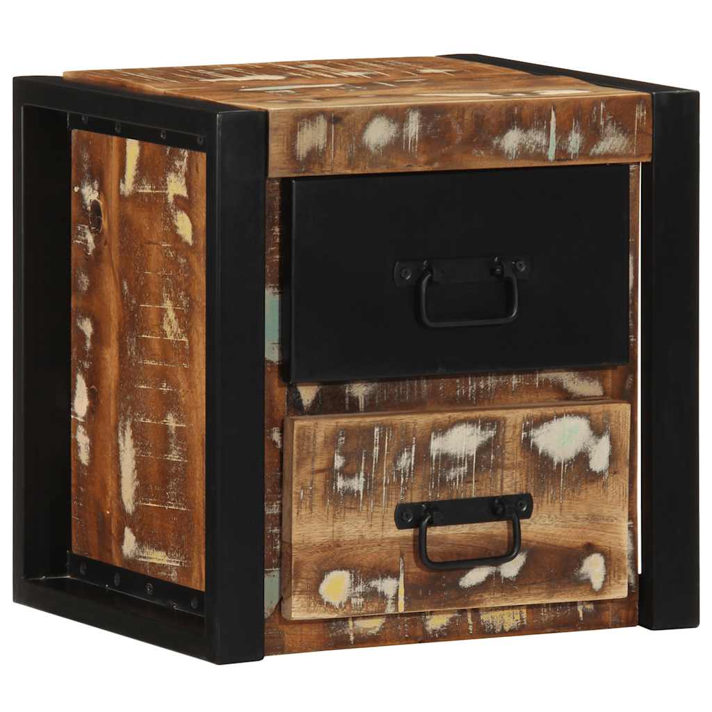 Comodino Multicolore 40x35x40 cm in Legno Massello Recupero
