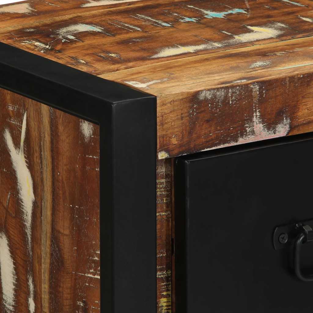 Comodino Multicolore 40x35x40 cm in Legno Massello Recupero