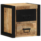 Comodini 2 pz 40x35x40 cm in Legno Massello di Mango Grezzo