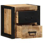 Comodini 2 pz 40x35x40 cm in Legno Massello di Mango Grezzo