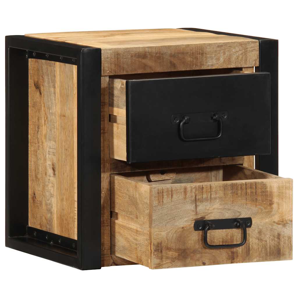 Comodini 2 pz 40x35x40 cm in Legno Massello di Mango Grezzo