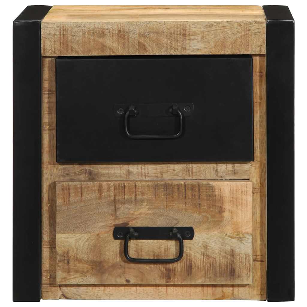 Comodini 2 pz 40x35x40 cm in Legno Massello di Mango Grezzo