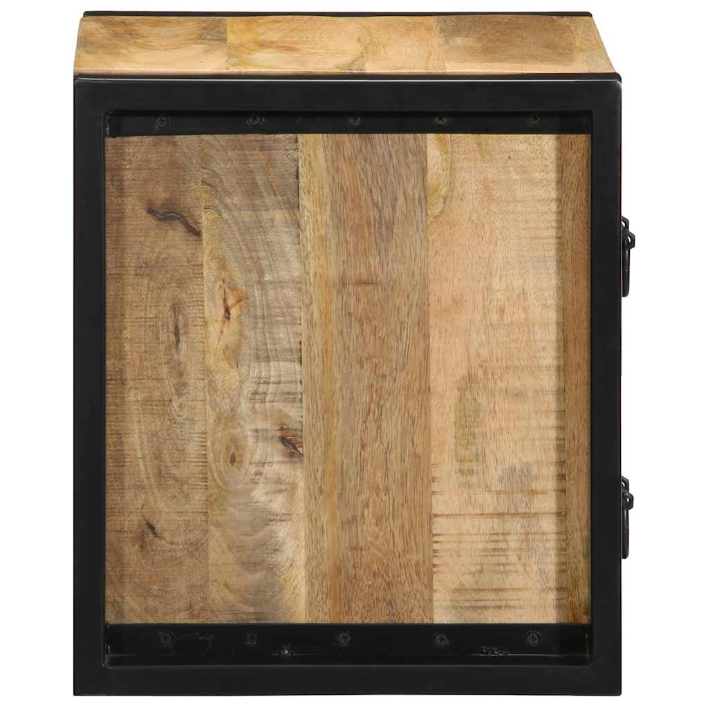 Comodini 2 pz 40x35x40 cm in Legno Massello di Mango Grezzo