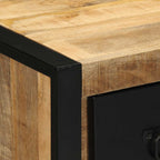 Comodini 2 pz 40x35x40 cm in Legno Massello di Mango Grezzo