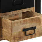 Comodini 2 pz 40x35x40 cm in Legno Massello di Mango Grezzo