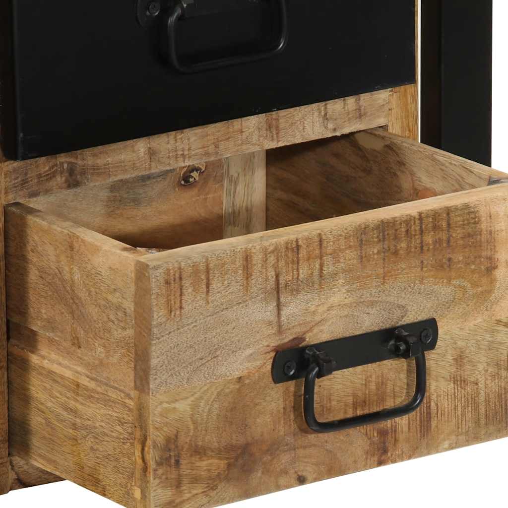 Comodini 2 pz 40x35x40 cm in Legno Massello di Mango Grezzo