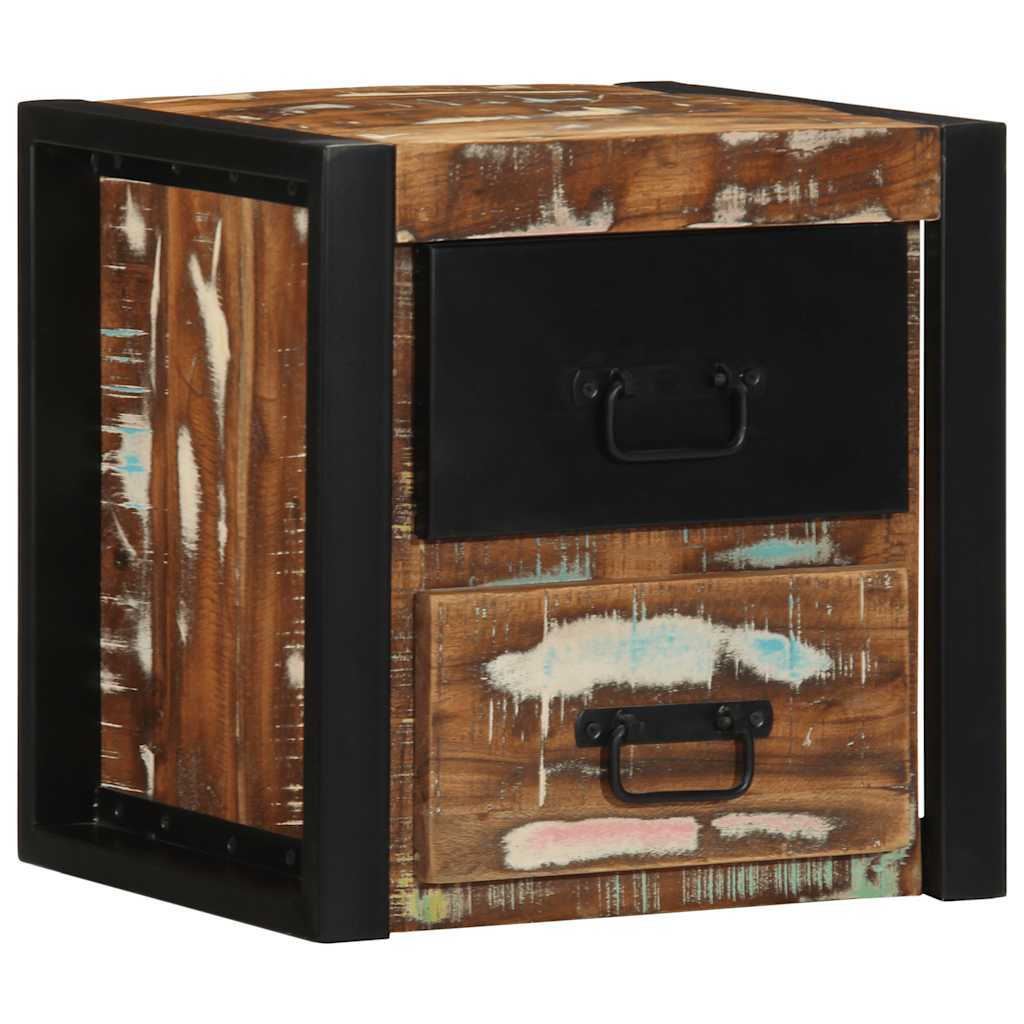 Comodini 2 pz Multicolore 40x35x40cm in Legno Massello Recupero