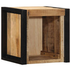 Comodino 40x35x40 cm in Legno Grezzo Massello di Mango