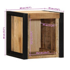 Comodino 40x35x40 cm in Legno Grezzo Massello di Mango