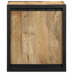 Comodino 40x35x40 cm in Legno Grezzo Massello di Mango