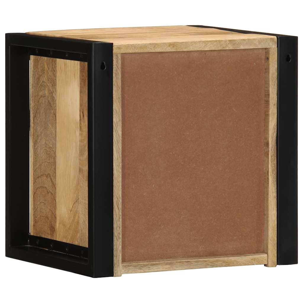 Comodino 40x35x40 cm in Legno Grezzo Massello di Mango