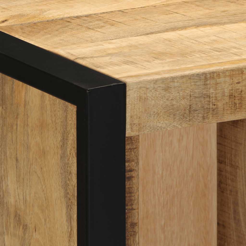 Comodino 40x35x40 cm in Legno Grezzo Massello di Mango