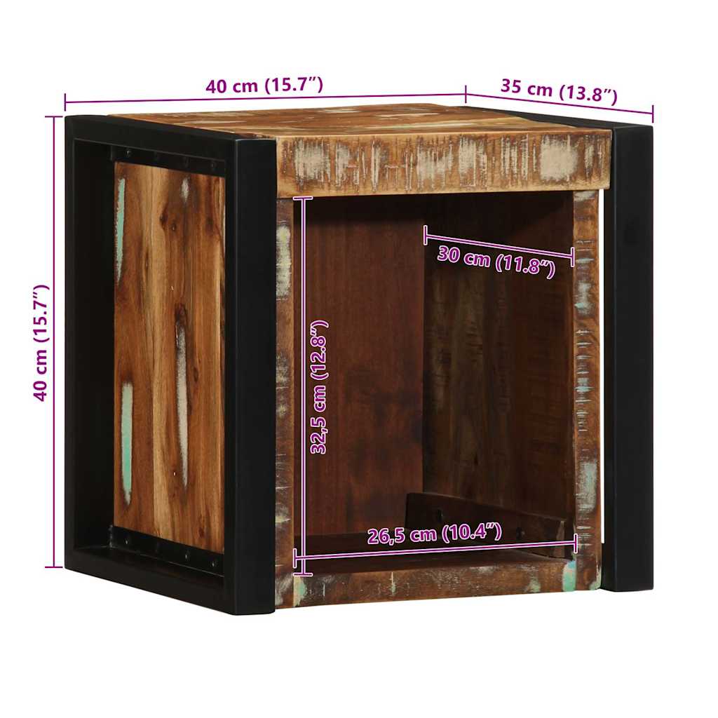 Comodino Multicolore 40x35x40 cm in Legno Massello Recupero