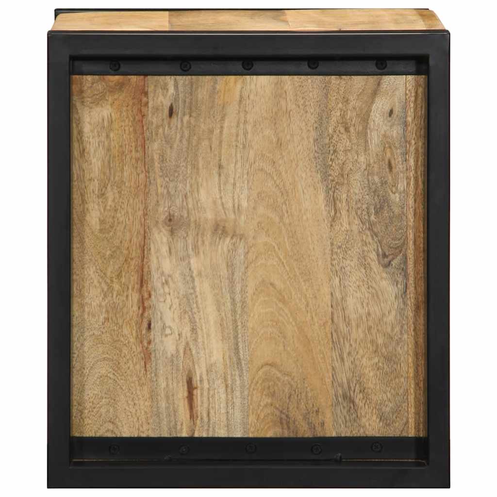 Comodini 2 pz 40x35x40 cm in Legno Massello di Mango Grezzo
