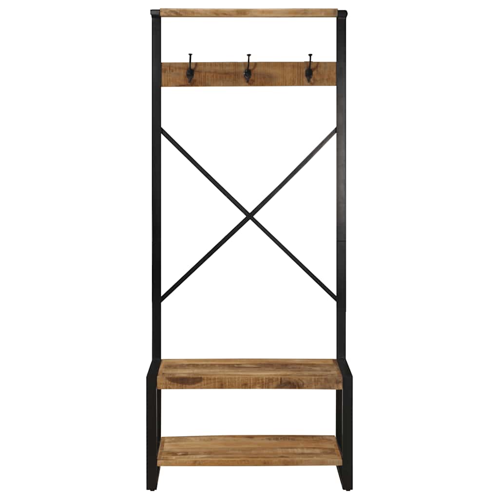 Appendiabiti 80x40x190 cm in Legno Massello Grezzo di Mango