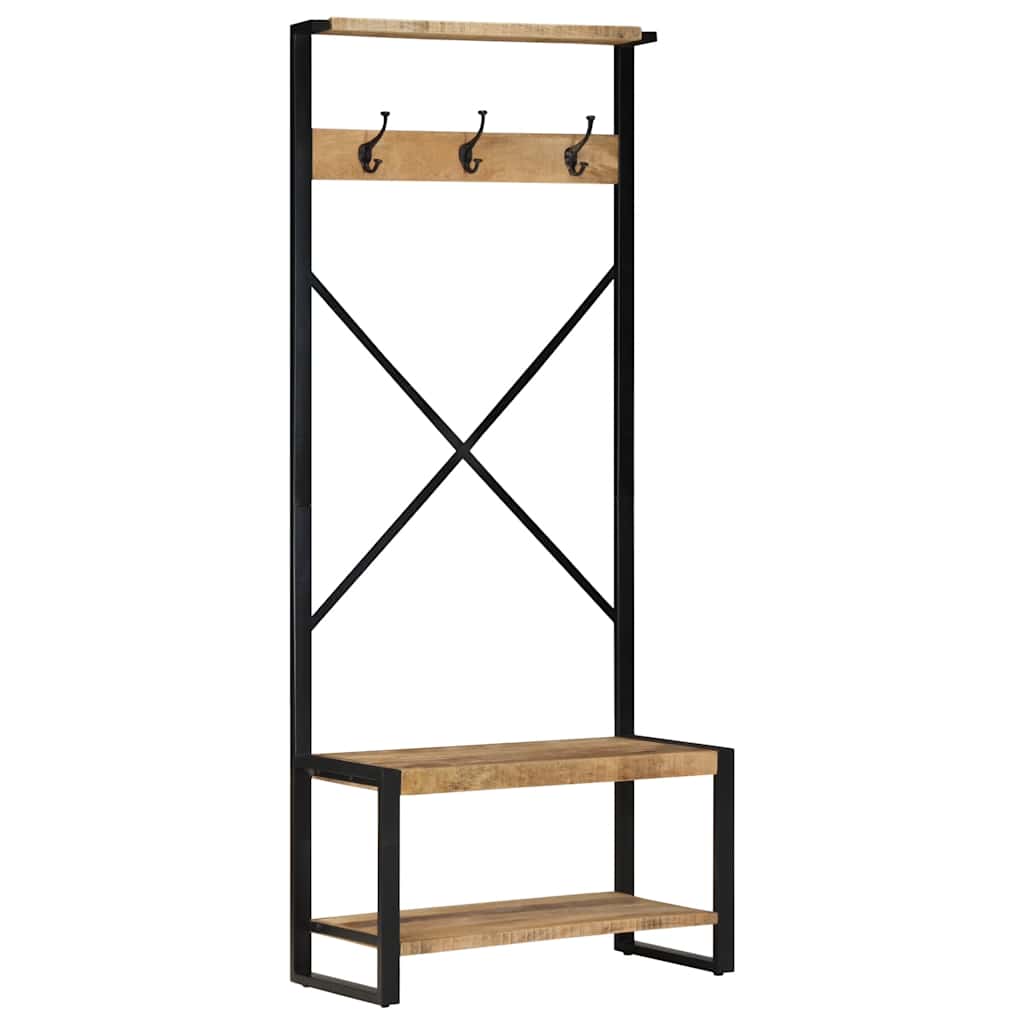 Appendiabiti 80x40x190 cm in Legno Massello Grezzo di Mango