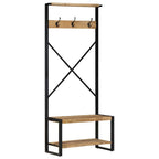 Appendiabiti 80x40x190 cm in Legno Massello Grezzo di Mango