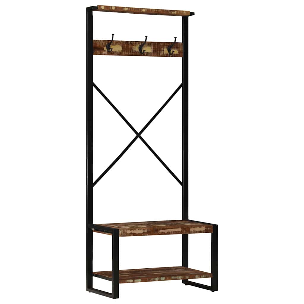 Appendiabiti Multicolore 80x40x190 cm Legno Massello Recupero