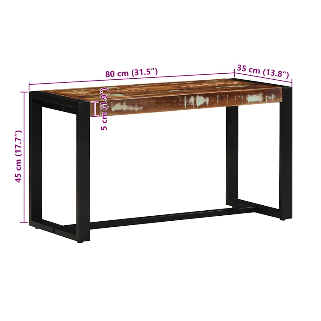 Panca Multicolore 80x35x45 cm in Legno Massello Recupero