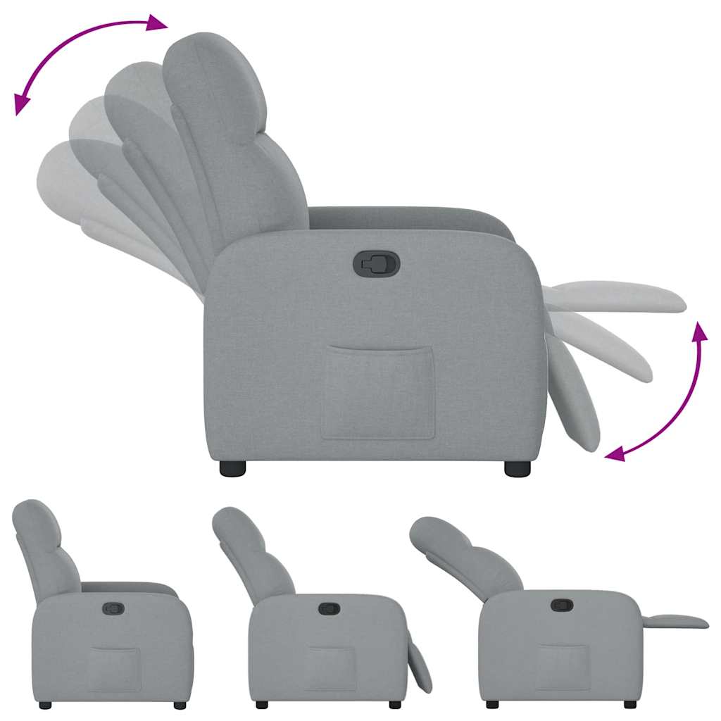 Poltrona Reclinabile in Tessuto Grigio Chiaro
