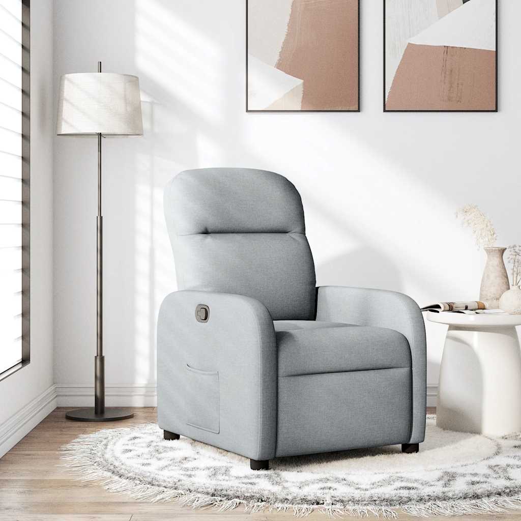 Poltrona Reclinabile in Tessuto Grigio Chiaro