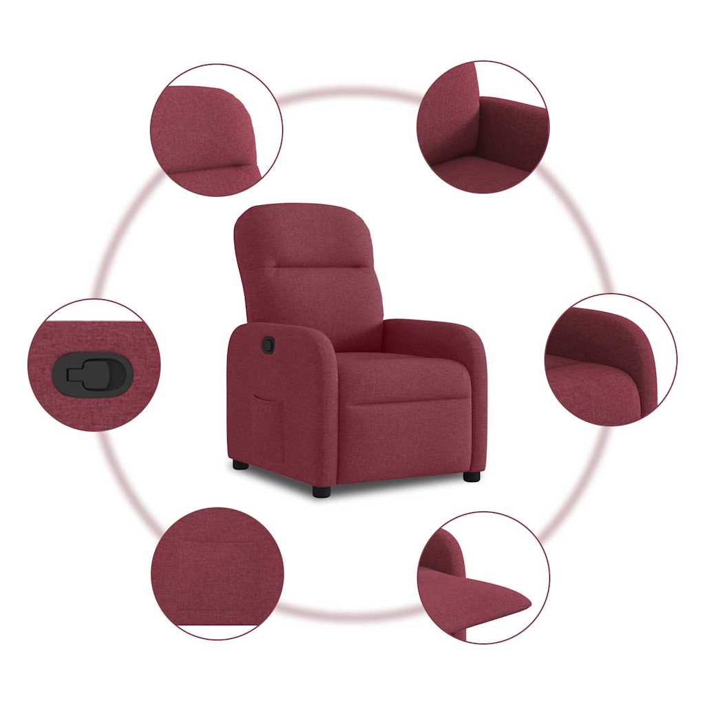 Poltrona Reclinabile in Tessuto Rosso Vino