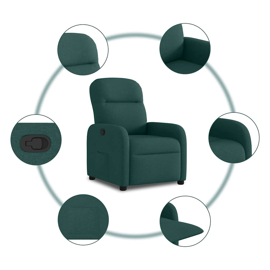 Poltrona Reclinabile in Tessuto Verde Scuro