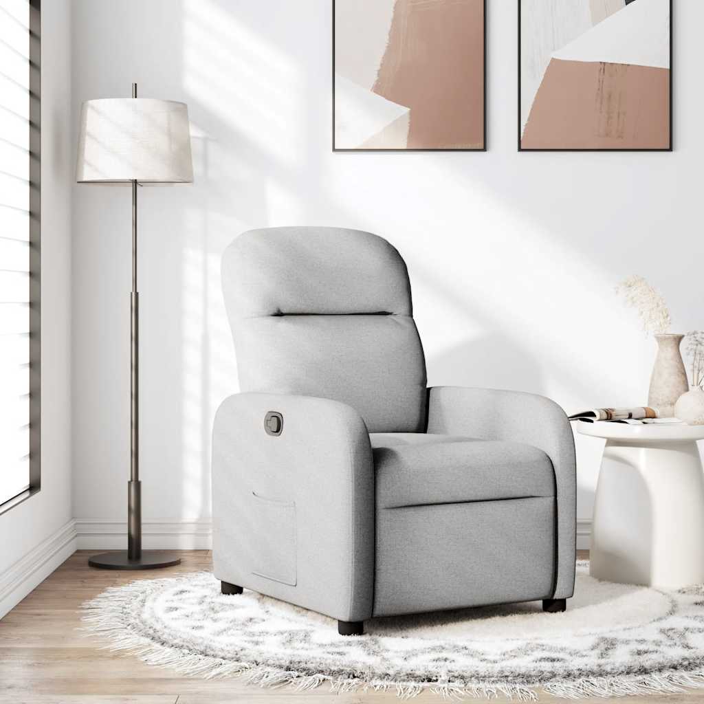 Poltrona Reclinabile in Tessuto Grigio Nuvola