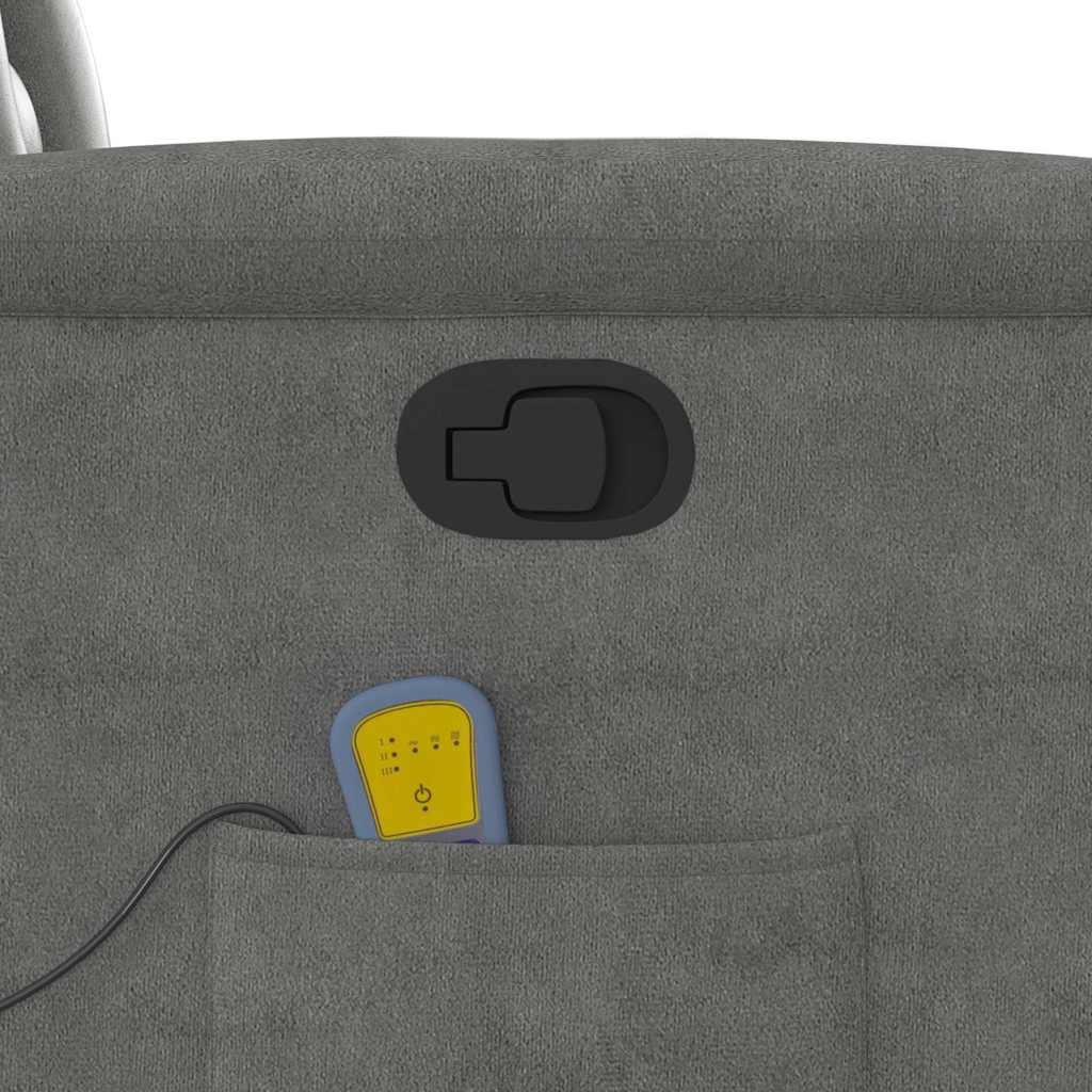 Poltrona Reclinabile Massaggio Grigio Scuro Tessuto Microfibra