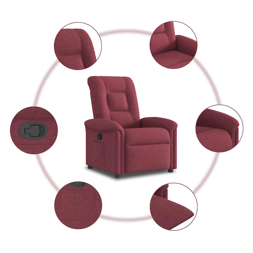 Poltrona Reclinabile in Tessuto Rosso Vino