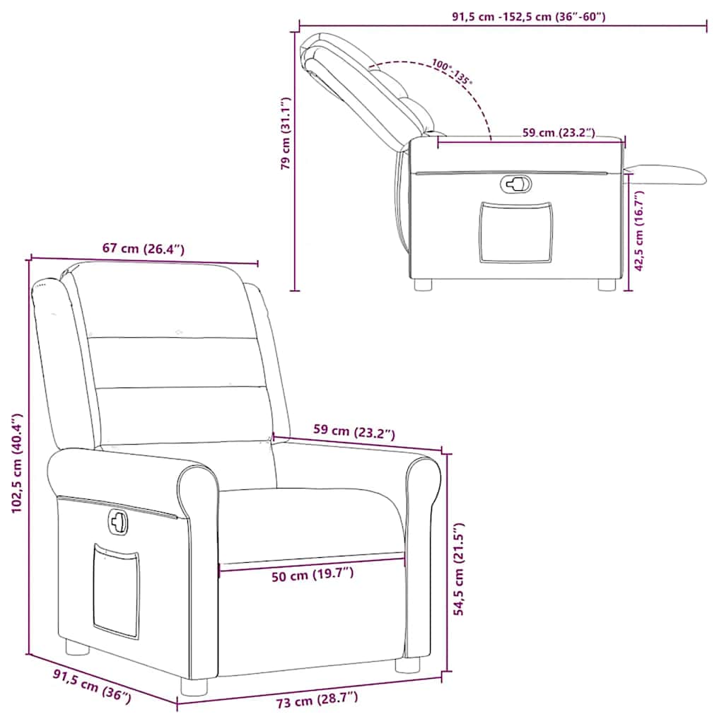 Poltrona Reclinabile in Tessuto Grigio Scuro
