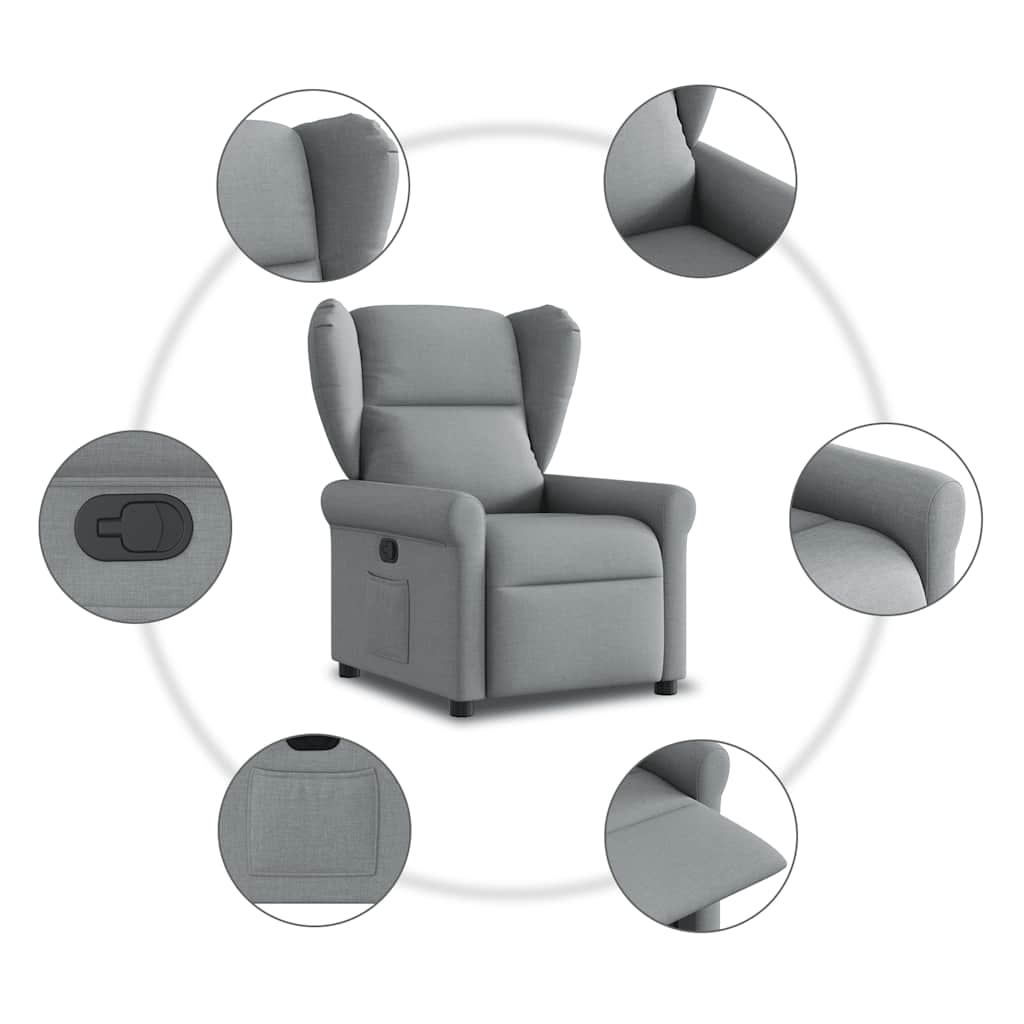 Poltrona Reclinabile in Tessuto Grigio Chiaro